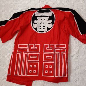 Yukuta men Short Kimono Robe 100% Cotton Red White Black Made in Japan Medium L